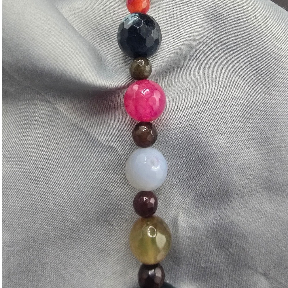 Jay King Necklace Multi Color Beaded Faceted Stone Strand 17.5in